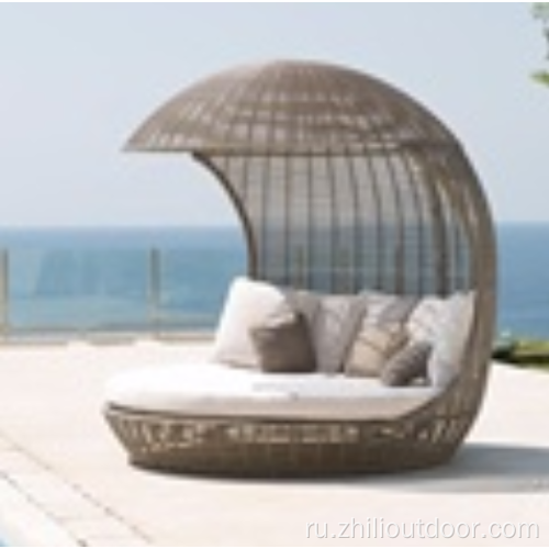 Круглый ротантный солнечный кровать алюминиевый сад кушетка